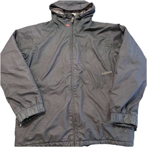 Quiksilver Other - Quiksilver 5000 Snowboard Ski Jacket Mens Large Black Hooded Zip Coat Y2K